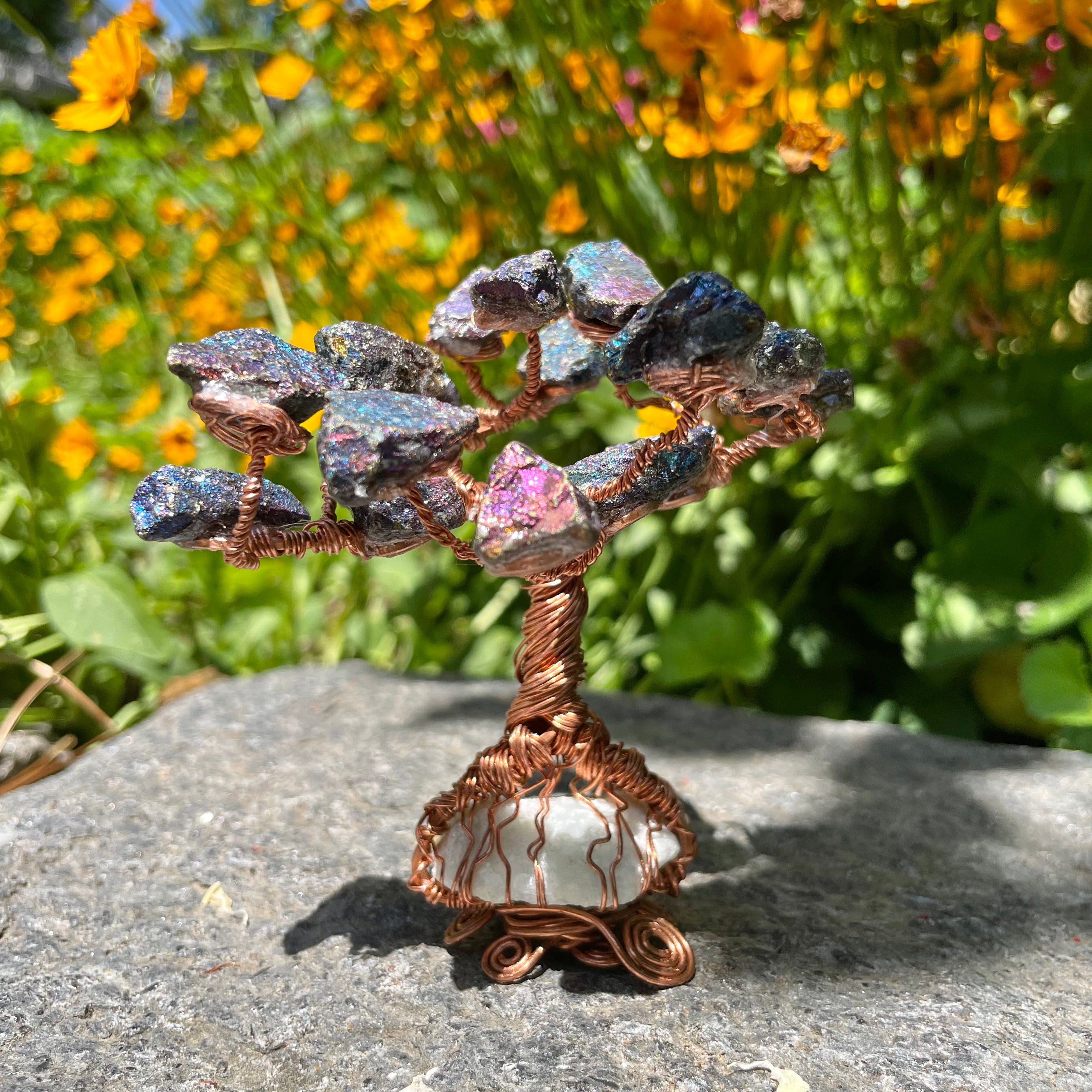 Peacock Ore + Calcite Copper Tree of Life