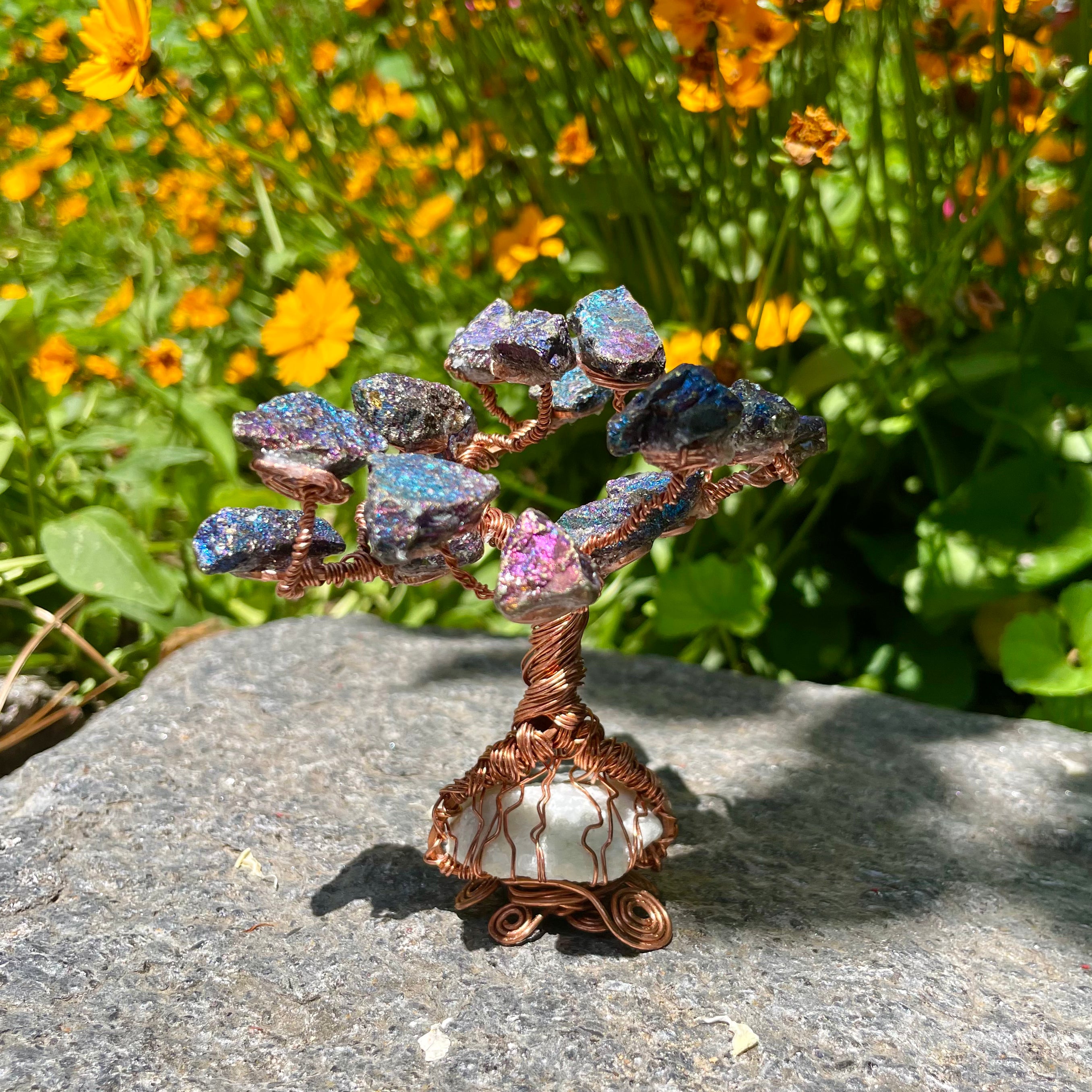 Peacock Ore + Calcite Copper Tree of Life