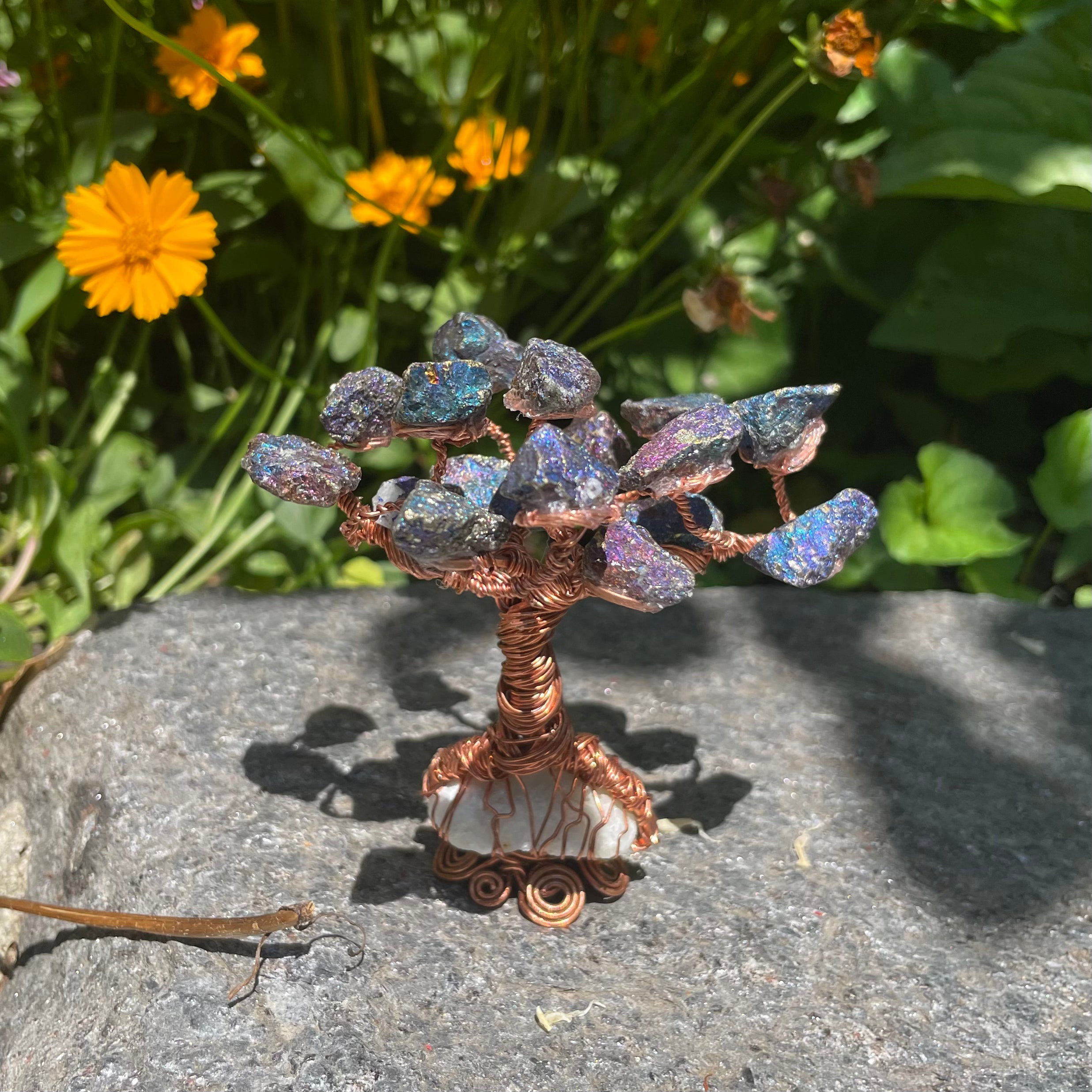 Peacock Ore + Calcite Copper Tree of Life