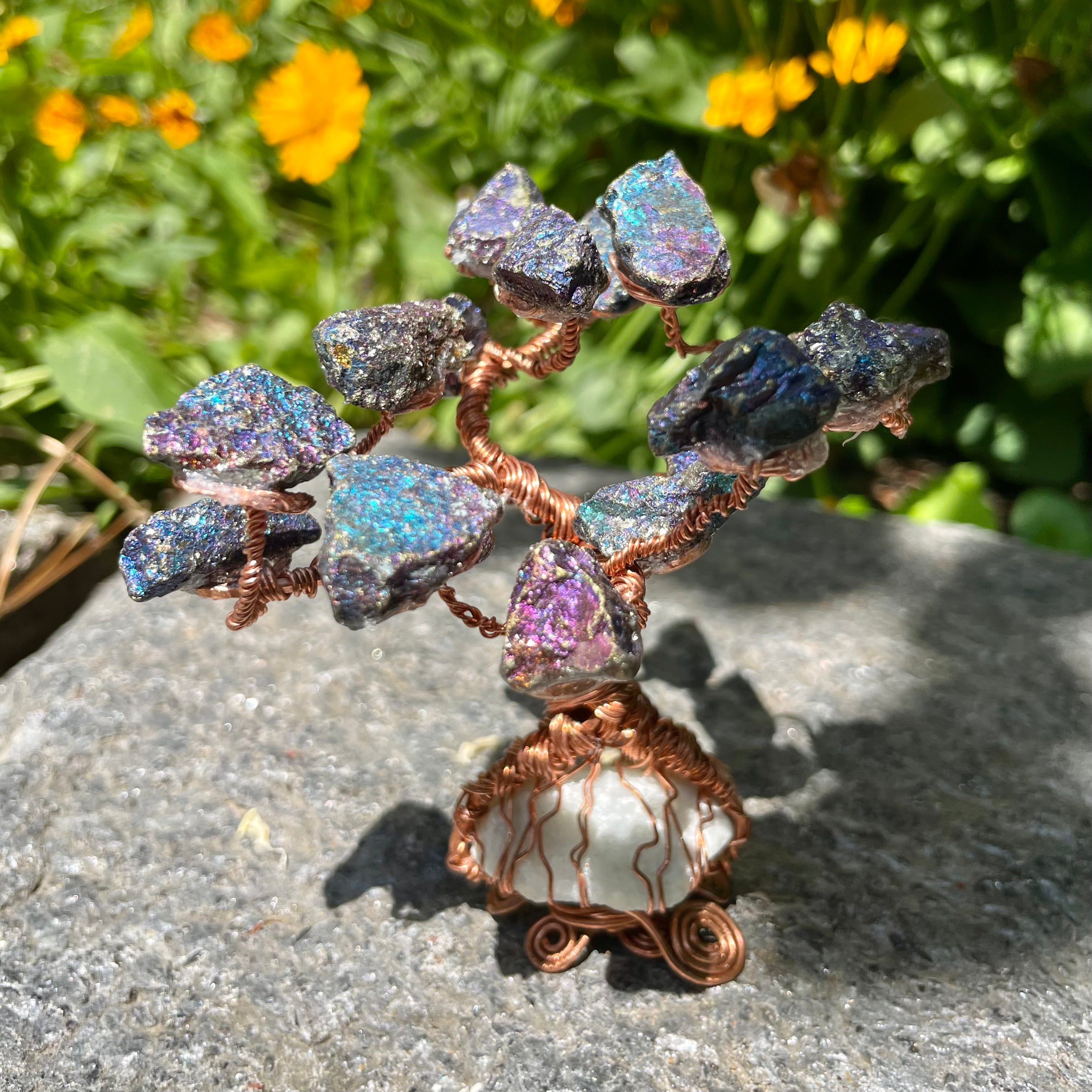 Peacock Ore + Calcite Copper Tree of Life